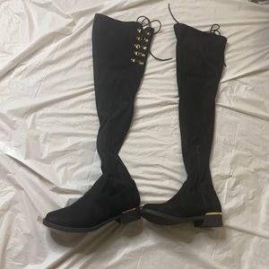 Black thigh high boots